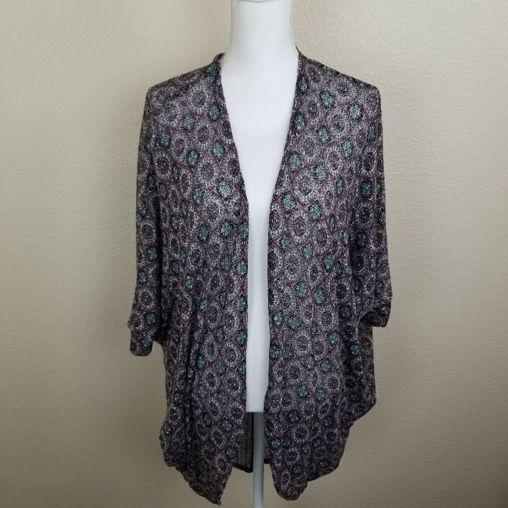 Painted Threads Wine Aztec Open Cardigan Small (6834)